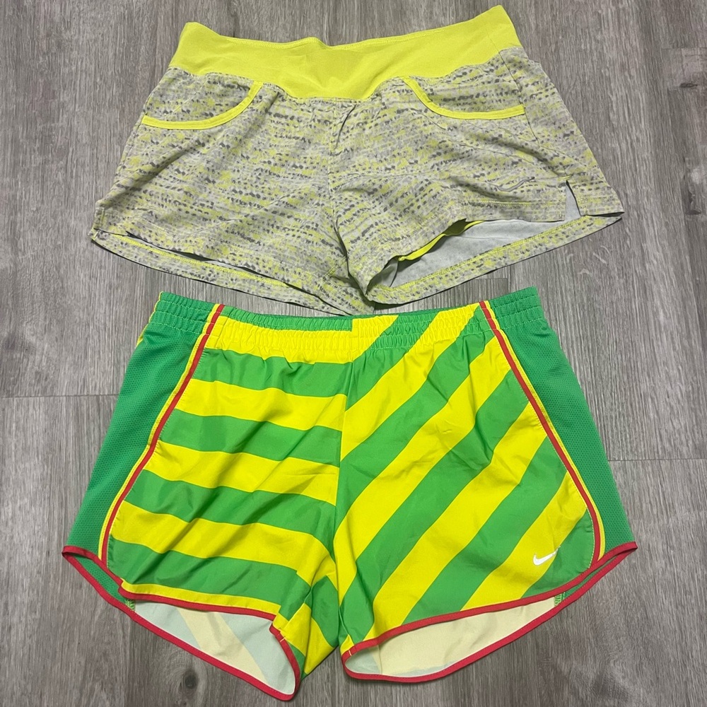 Nike Women's Shorts Bundle, yellow & green patterns, size‎ M